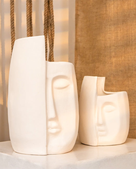 Serene Set - abstract face ceramic vase pair, Handpick Egypt