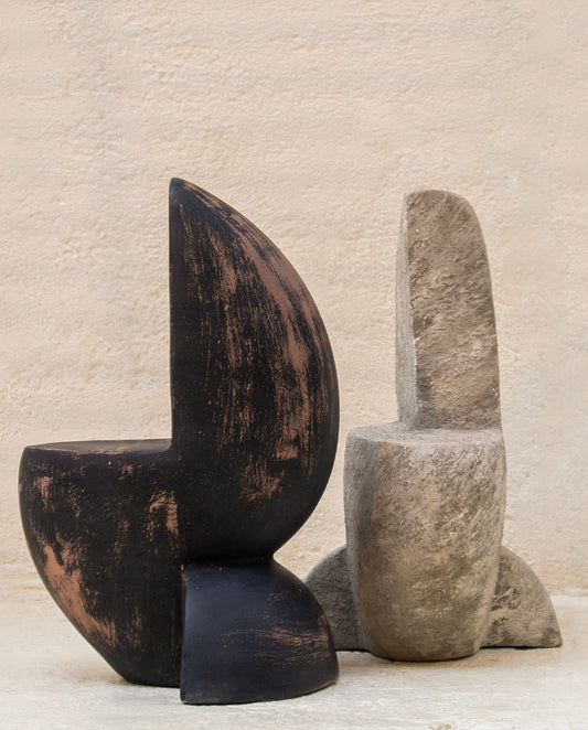 Cosmic Balance Vessel - crescent pillar ceramic sculpture, Handpick Egypt