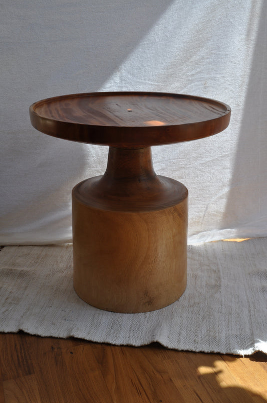 Acacia Table - two joined khaya wood trunk side table, Handpick Egypt
