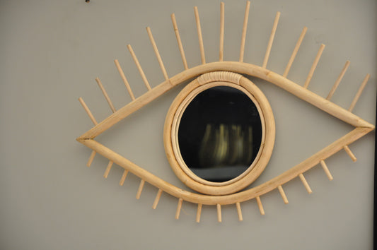 Bamboo Eye - bamboo wall art with mirror inset, Handpick Egypt