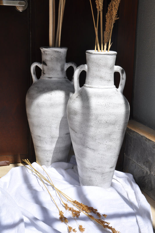 Casias Pottery Pot - tall modern clay planter, Handpick Egypt