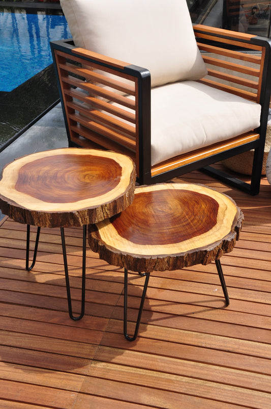 Lax Table Set - hardwood top tables with black iron legs, Handpick Egypt