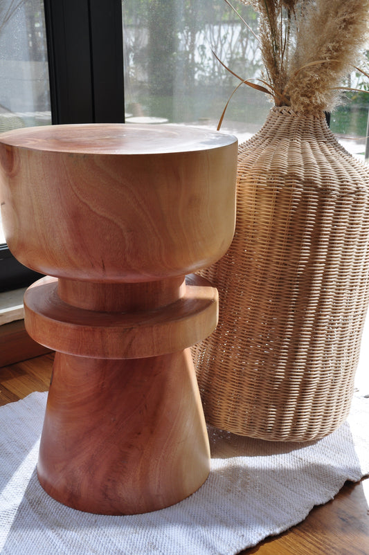 Rook Table - chess-rook inspired khaya wood side table, Handpick Egypt