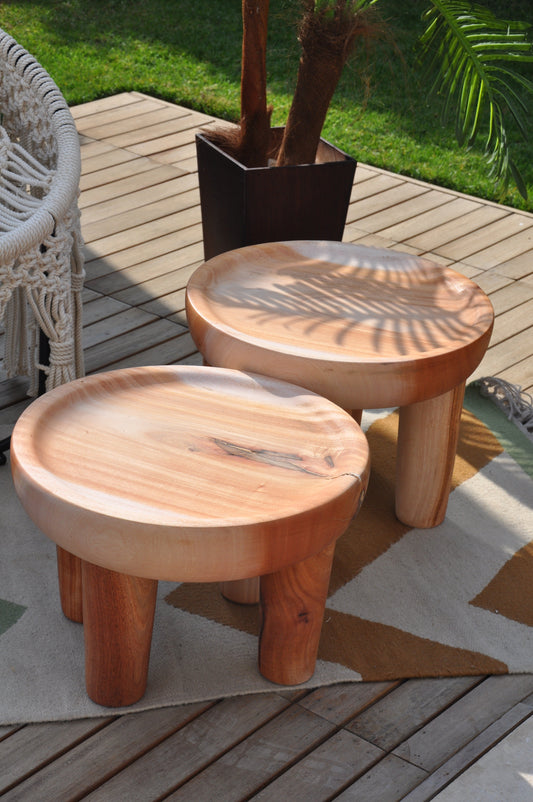 Tamale Tables - hand-carved khaya wood side table, Handpick Egypt