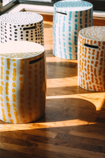 Polka Pottery Table - weather-resistant clay side table, Handpick Egypt