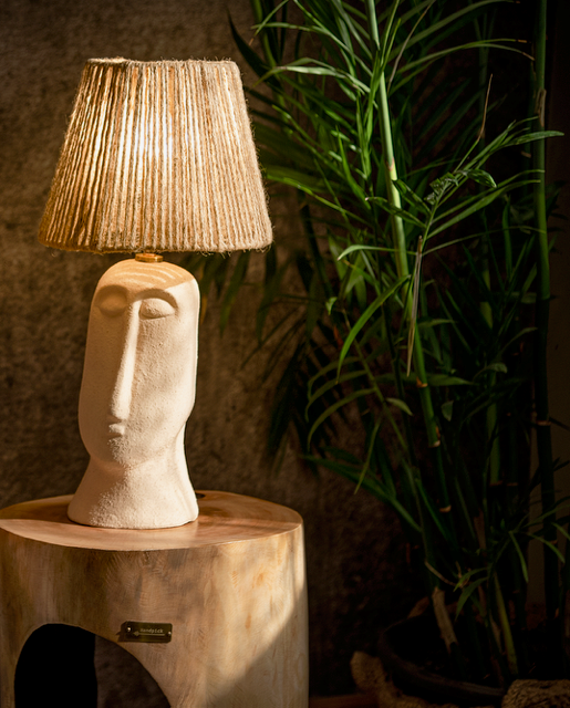 Face Table Lamp - sculptural coiled clay table lamp, Handpick Egypt