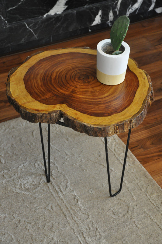 Lax Table - natural hardwood top table with iron legs, Handpick Egypt